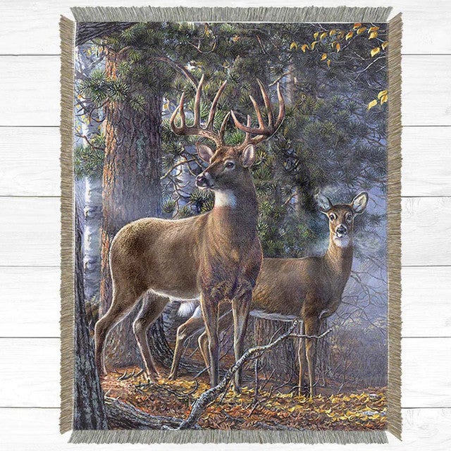 Morning Deer Throw Blanket - Large