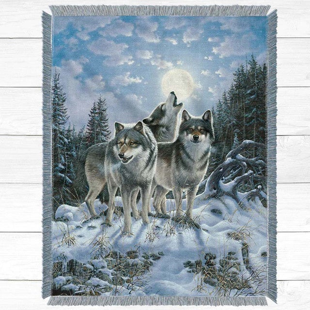 Wolf Howl Throw Blanket - Large