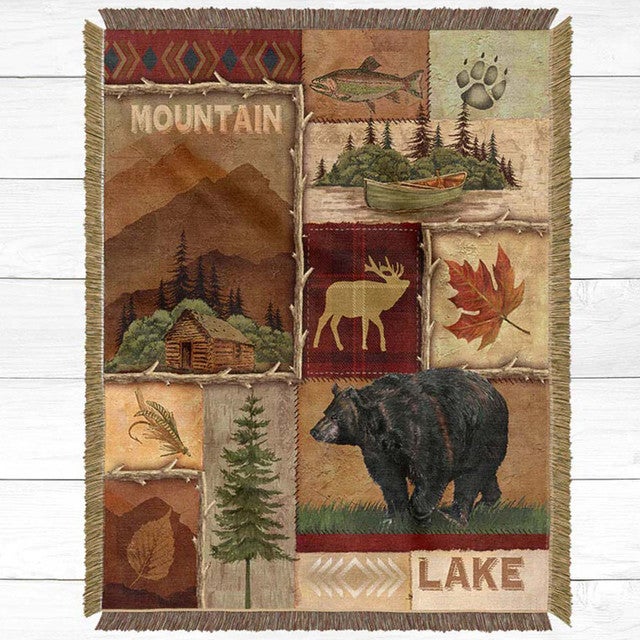 Mountain Lake Collage Throw Blanket - Small