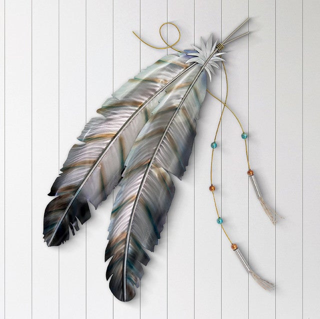 Beaded Feathers Metal Wall Art - OVERSTOCK