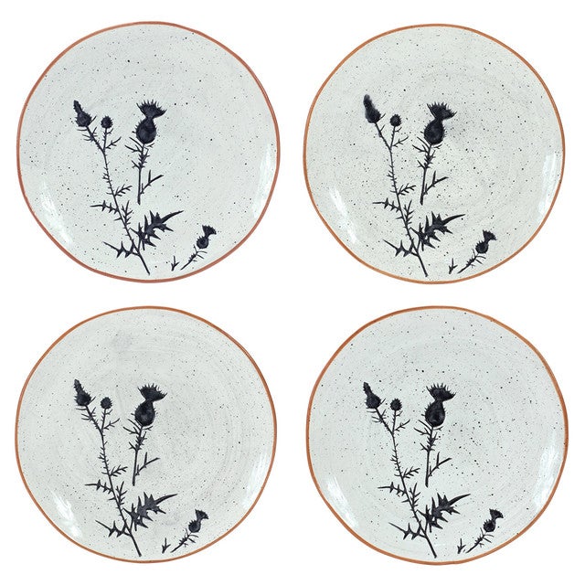 Glazed Thistle Plates - Set of 4