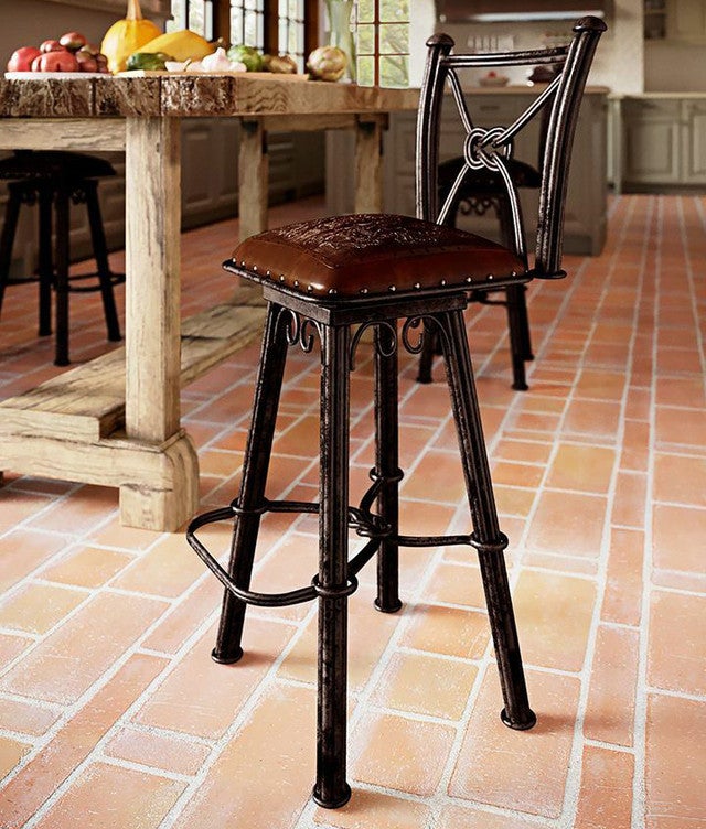 Coronado Iron Barstool with Back - Colonial Brown