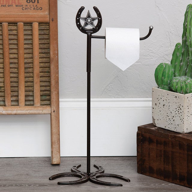 Horseshoe & Star Standing Toilet Paper Holder - SALE