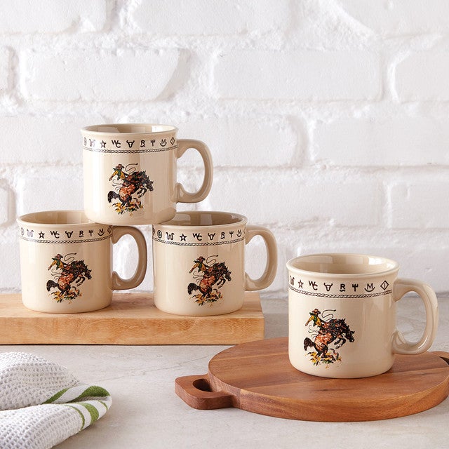 Bronco Buster Camp Mugs - Set of 4