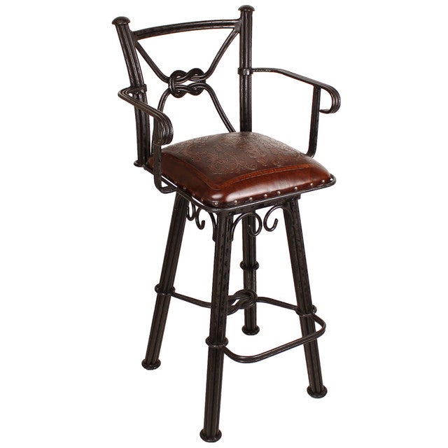 Coronado Swivel Counter Stool w/Arms - Colonial Antique Brown