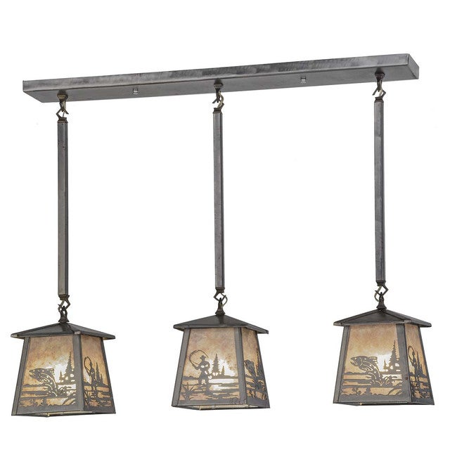 Bass Fishing 3-Light Island Pendant