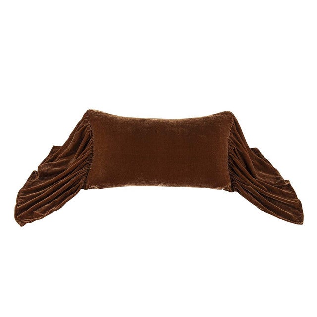 Copper Luxe Velvet Long Ruffled Pillow