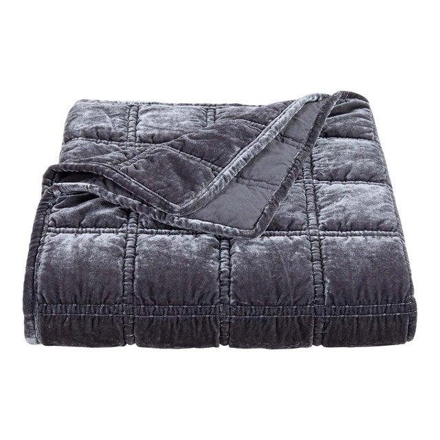 Azure Gray Velvet Box Stitch Throw
