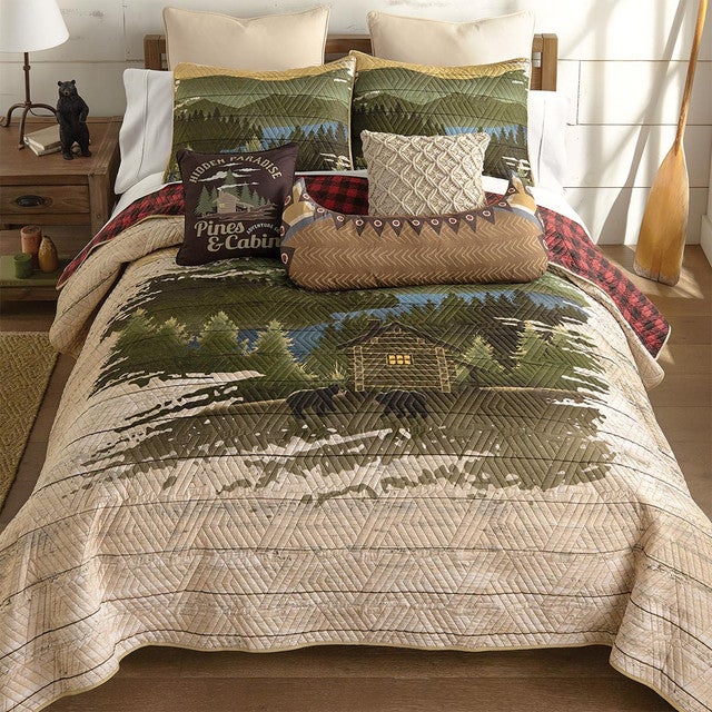 Lakeside Cabin Bears Quilt Bed Set - Queen