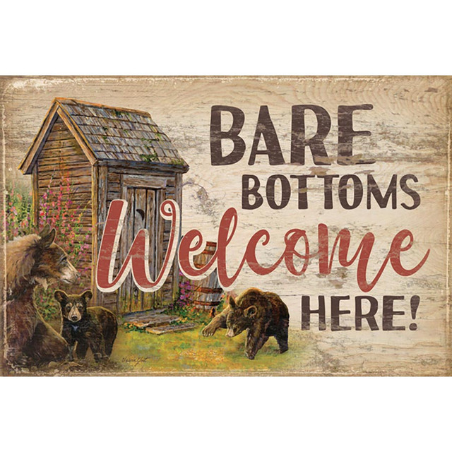 Bare Bottoms Welcome Here Wood Sign- SALE