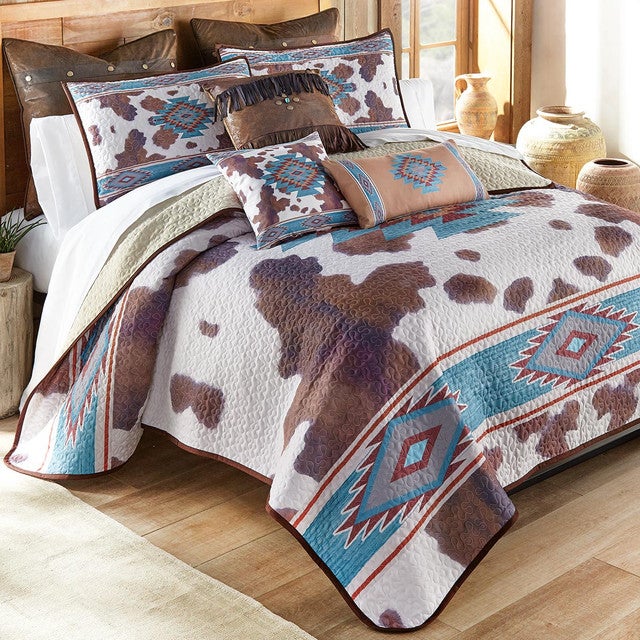 Aztec Cowhide Quilt Bed Set - Twin- SALE