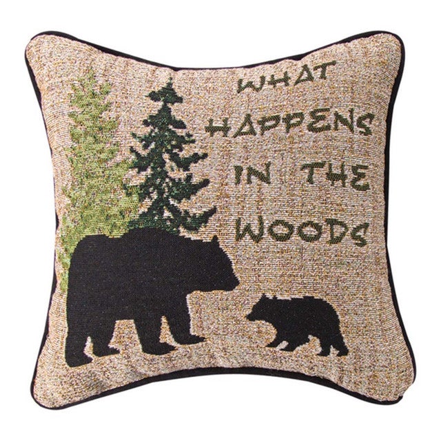 In the Woods Bear Reversible Tapestry Pillow
