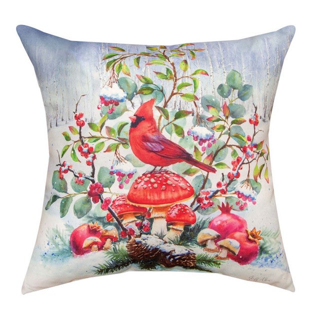 Wintry Dream Indoor/Outdoor Pillow - Cardinals