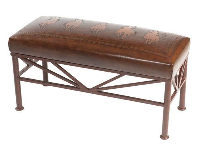 Tooled Leather Bench