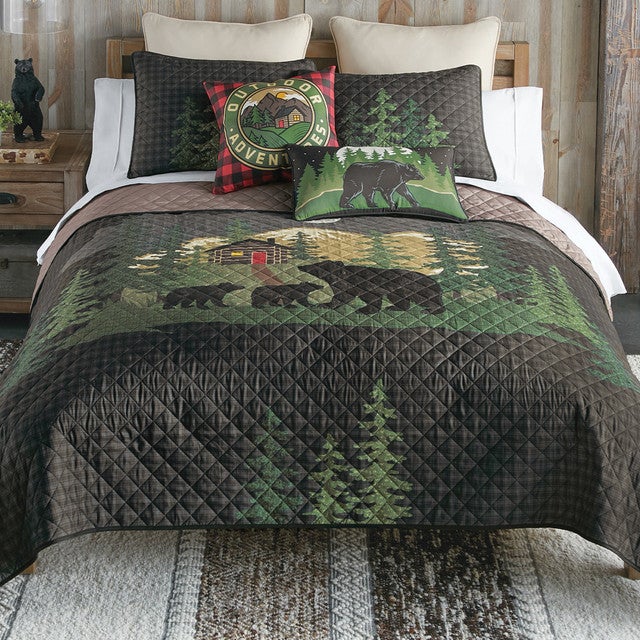 Midnight Lodge Bears Quilt Bedding Collection