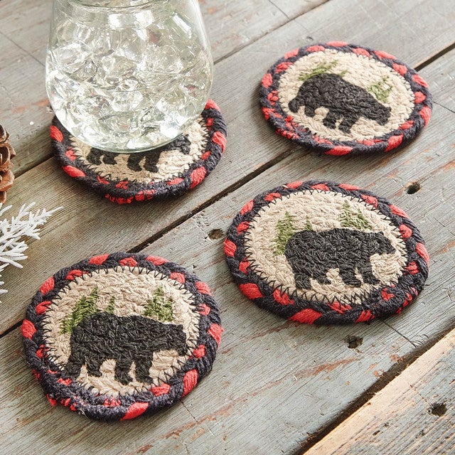 Bear Silhouette Braided Coasters - Set of 4