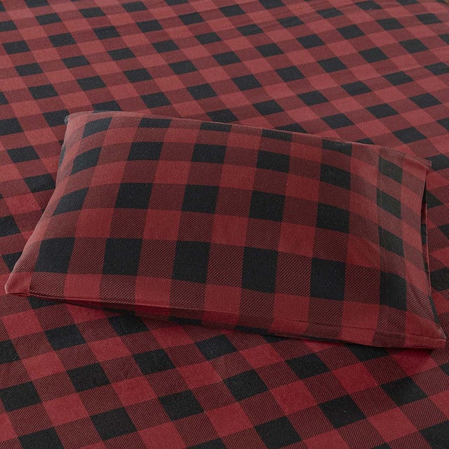 Red Plaid Flannel Sheet Set - Queen