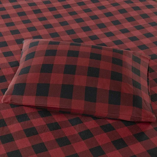 Red Plaid Flannel Sheet Set - King - OVERSTOCK