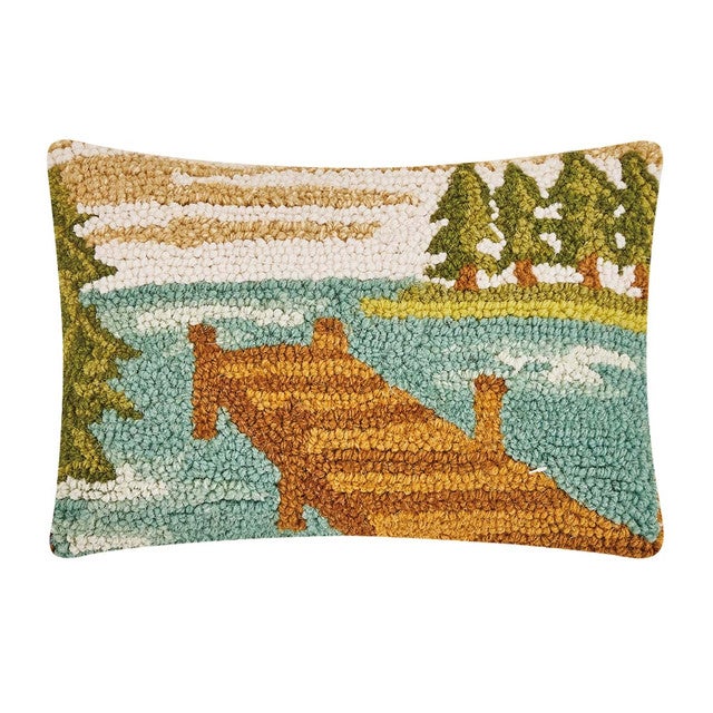 Foresty Dock Hooked Pillow