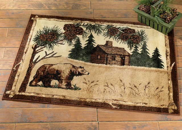Bear & Cabin Rug - 8 x 11 - OVERSTOCK