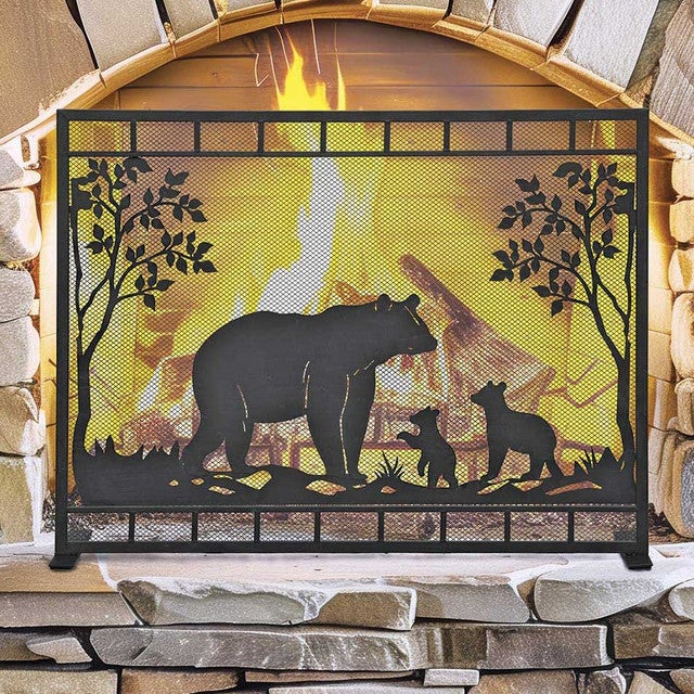 Wildlife Bear Family Fireplace Screen Panel- SALE