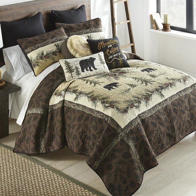 Pinecone Path Bear Quilt Bed Set - Queen- SALE