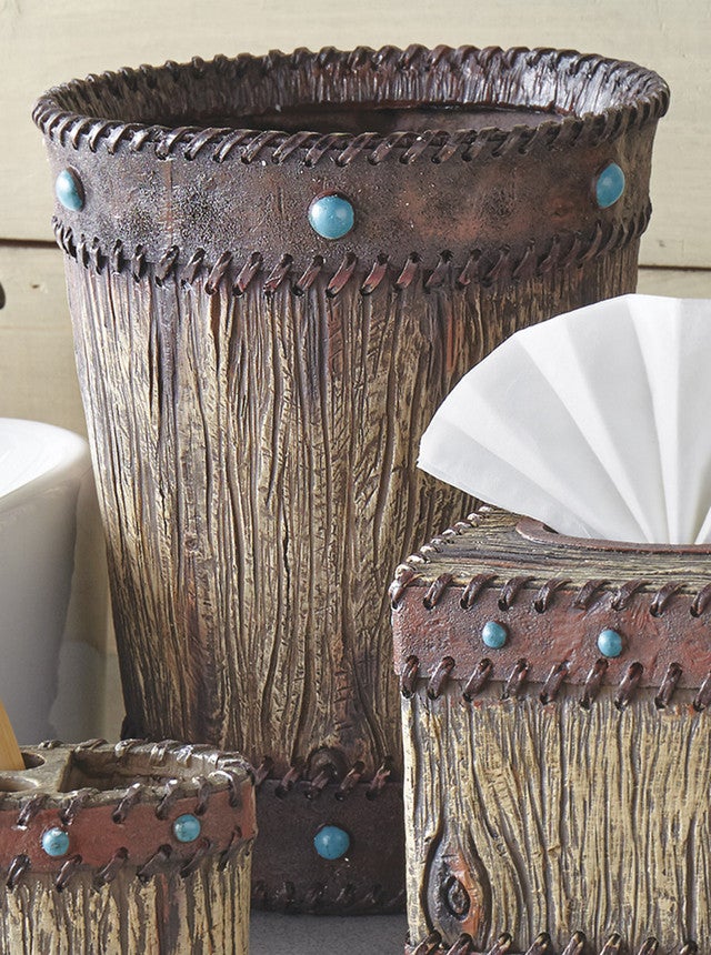Turquoise Studded Southwestern Waste Basket