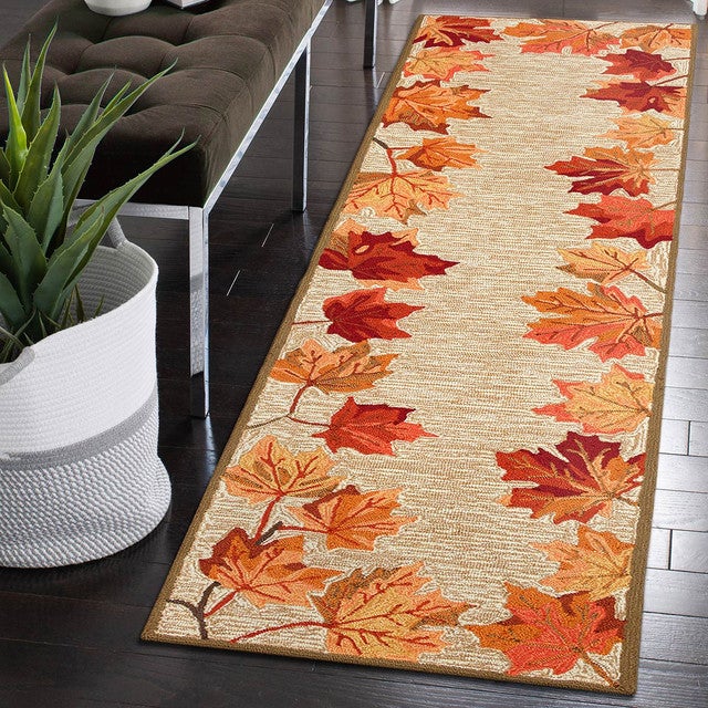 Autumn Leaves Tan Indoor/Outdoor Rug - 2 x 8 - OUT OF STOCK
