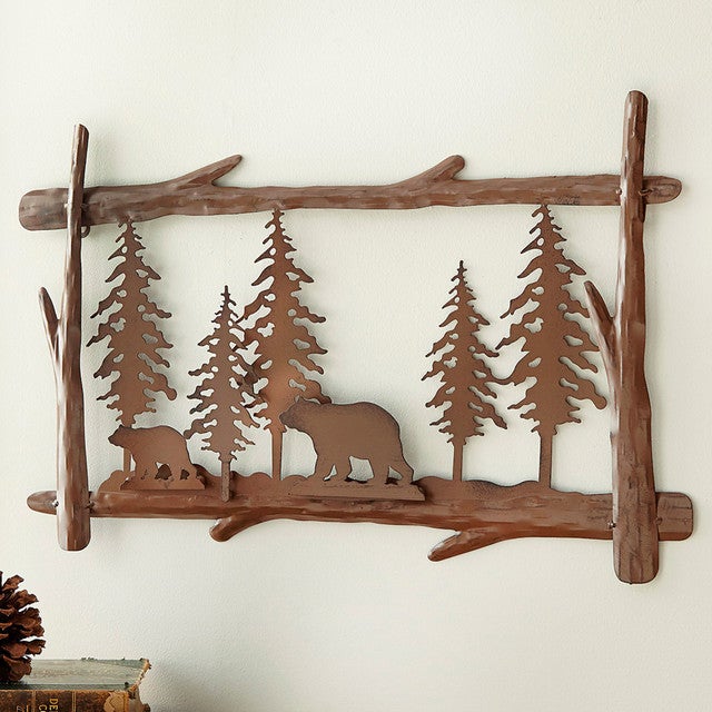 Bear & Tree Metal Wall Art