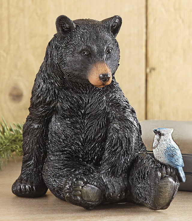 Bear & Blue Bird Sculpture