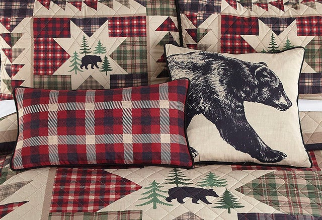 Bear Forest Patchwork Accent Pillow Set
