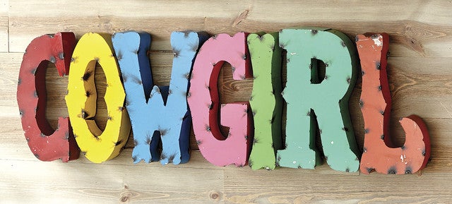 Cowgirl Colorful Metal Art Sign