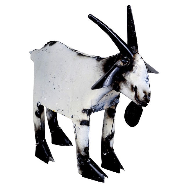 Rustic Goat Recycled Metal Sculpture - Small