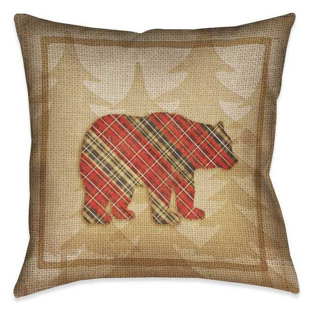 Bear Calico 18 x 18 Outdoor Pillow