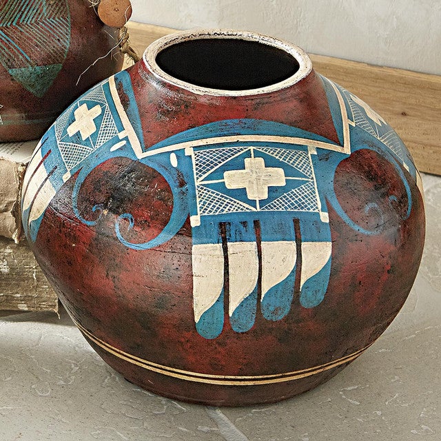 Sky Feathers Clay Pottery Vase - OVERSTOCK