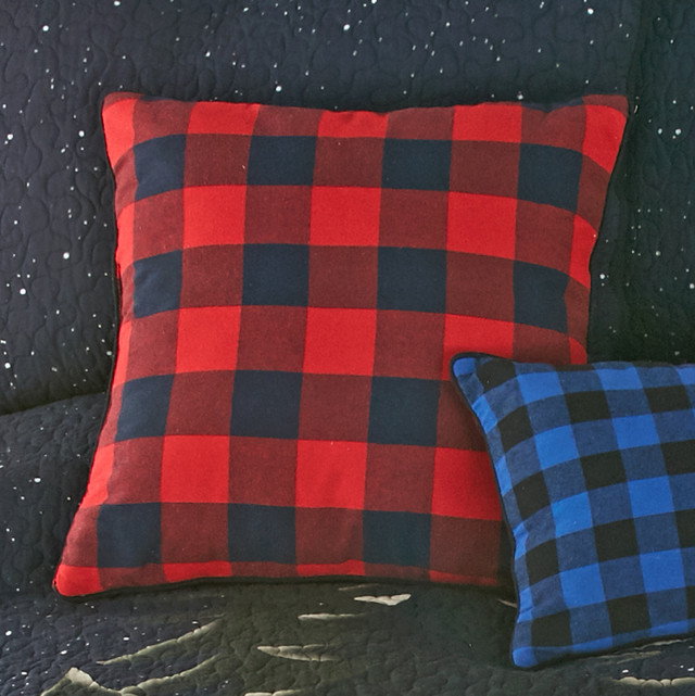 Bear Campout Red Check Pillow