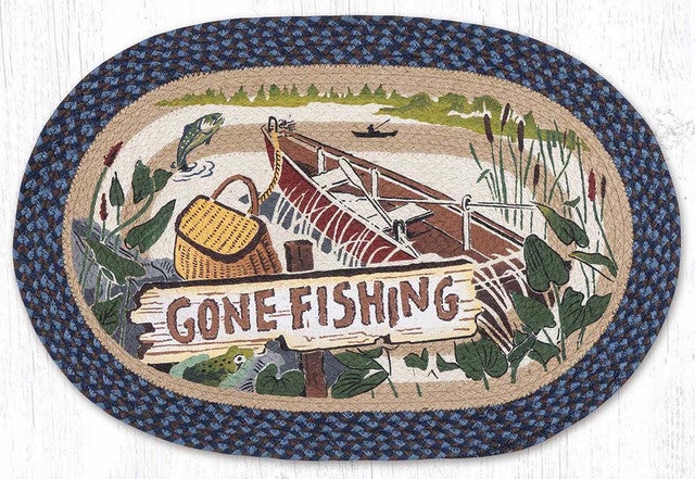 Fishing Adventure Oval Patch Rug