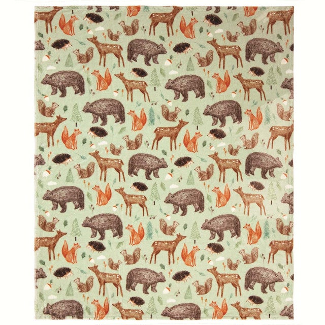 Wooded Critters Lightweight Plush Throw