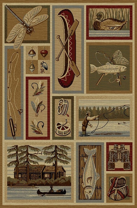 Fly Fishing Collage Rug Collection