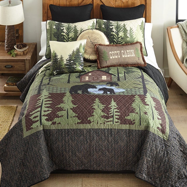 Cedar Haven Bear Quilt Bed Set - Queen