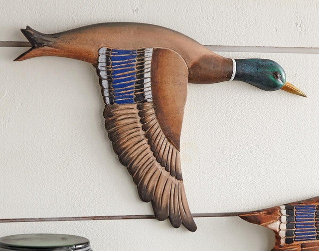 Wings Down Mallard Duck Wood Wall Hanging - Male