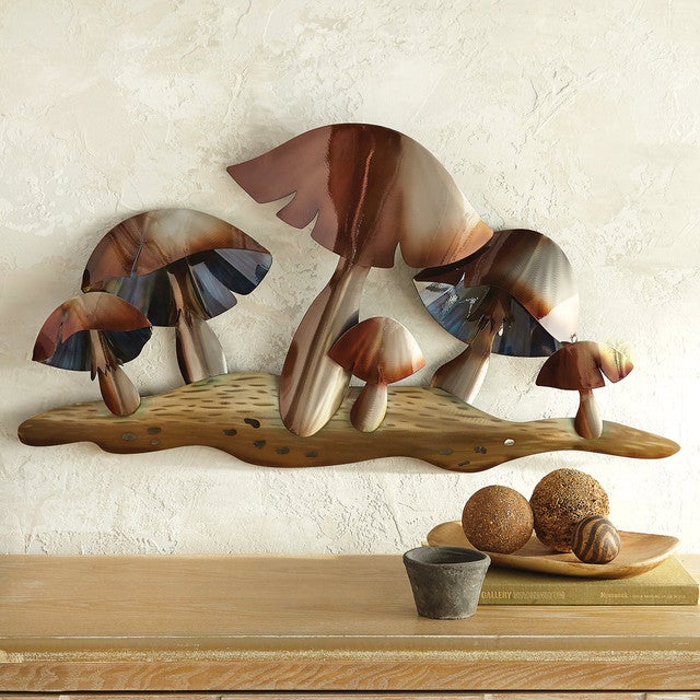 Enchanted Forest Mushrooms Metal Wall Art