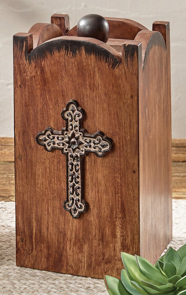 Canyon Cross Wood Canister - Small - OVERSTOCK