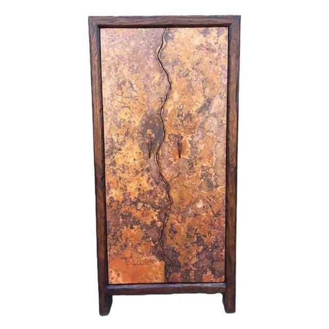 Rifted Copper Wine Cabinet