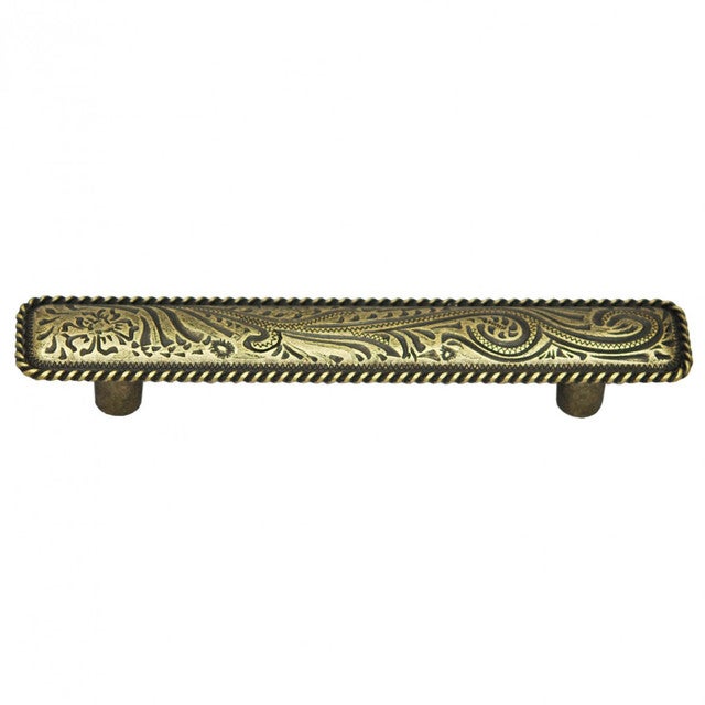 Engraved Flower Cabinet Pulls - Set of 2 - 5 Inch - Oil Rubbed Bronze - CLEARANCE