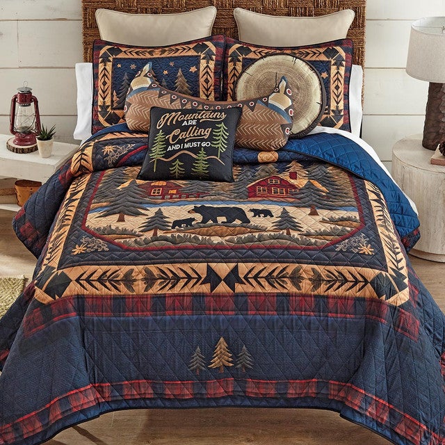 Winter Woods Bears Quilt Bed Set - Queen
