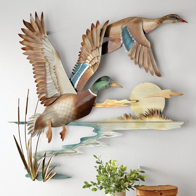 Lakeside Ducks Metal Wall Art