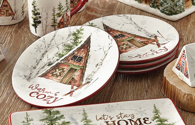 Winter Cabin Salad Plates - Set of 4