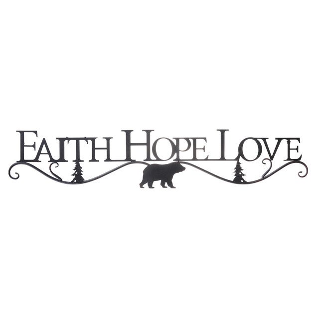 Faith, Hope, Love Metal Bear Wall Hanging
