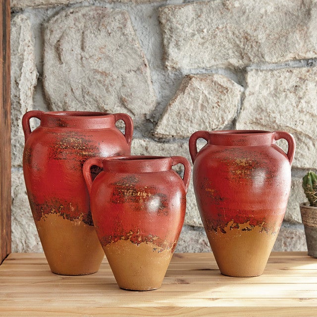Red Sky Clay Vases - Set of 3